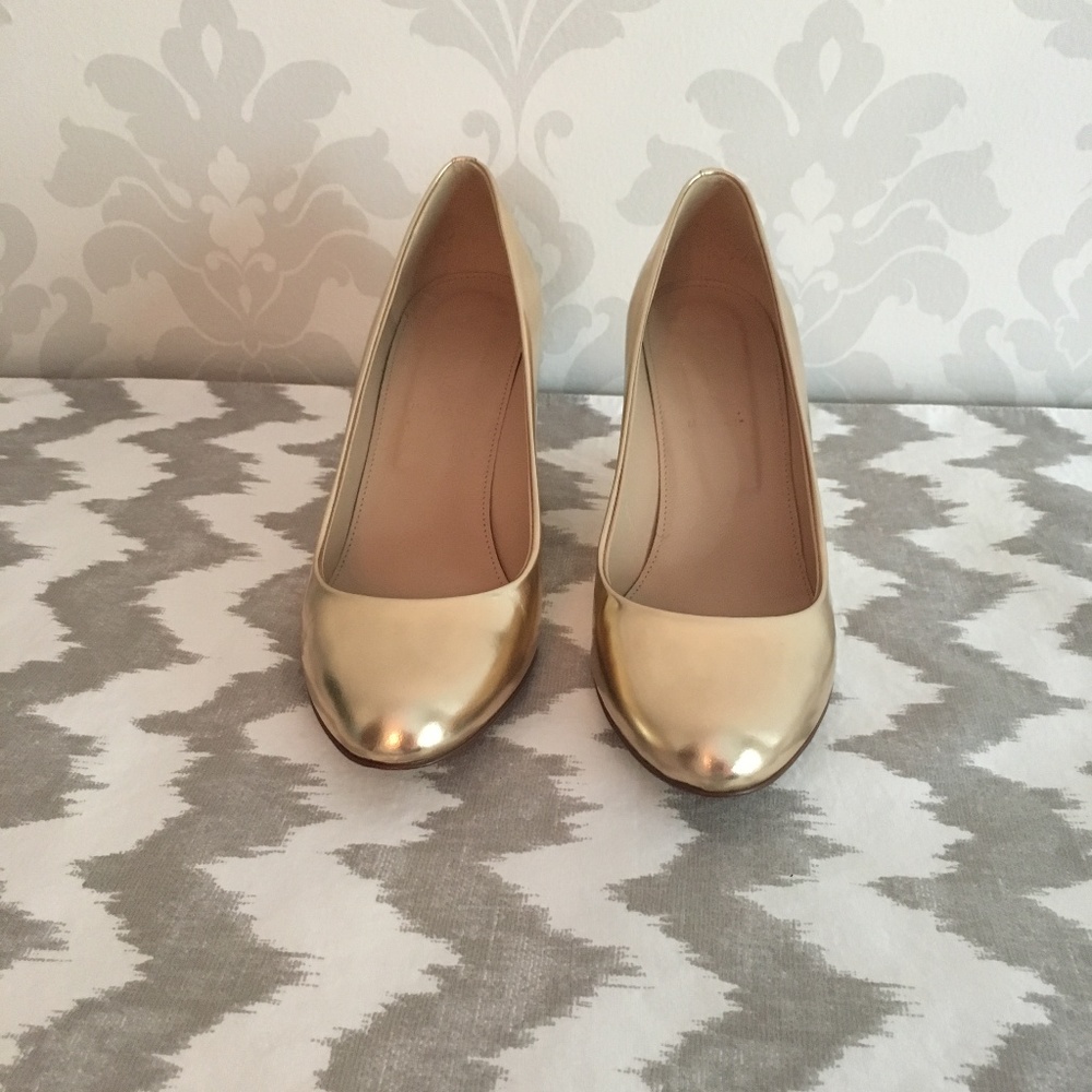 JCrew Martina Metallic Wedges - Metallic Blush